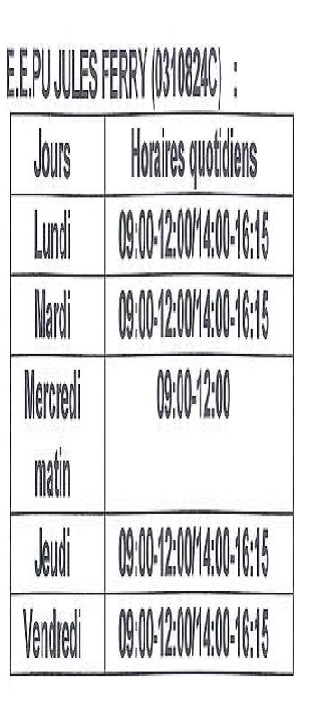 horaires élém